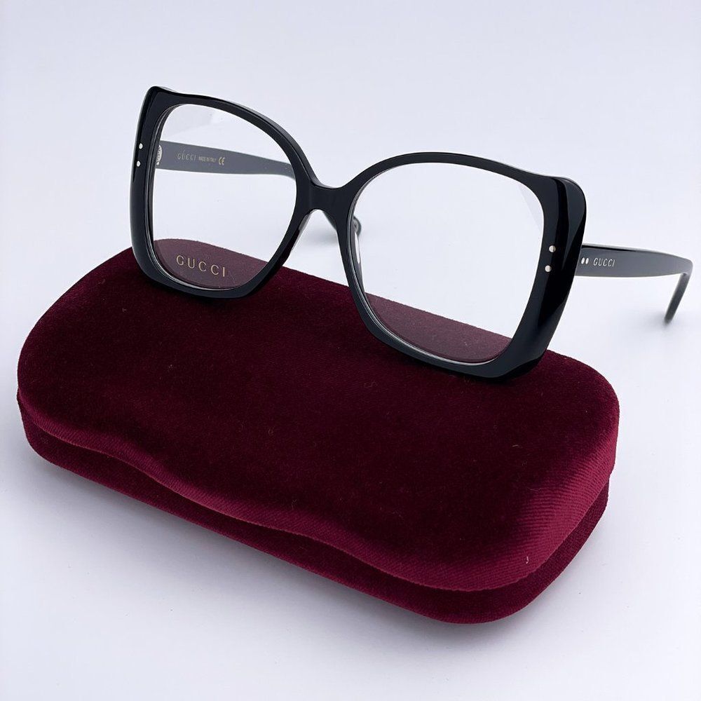 Gucci Women Eyeglasses Black Butterfly GG0473O 001 NEW AUTHENTIC